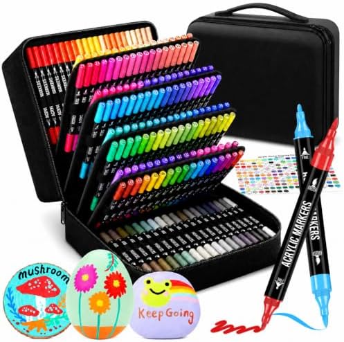 Acrylic Paint Markers, Dual Tip Fine & Brush Pens Set (240 Colors)