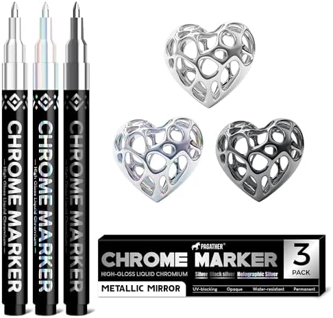Chrome Paint Markers, Light Black Laser Silver Liquid Mirror Pens