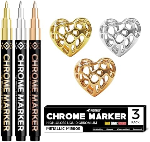 Chrome Paint Markers, Gold Silver Bronze Permanent Mirror Pens