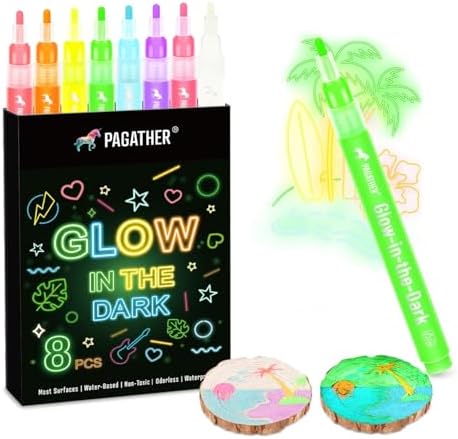Glow in the Dark Markers, 8 Colors 2mm Round Tip
