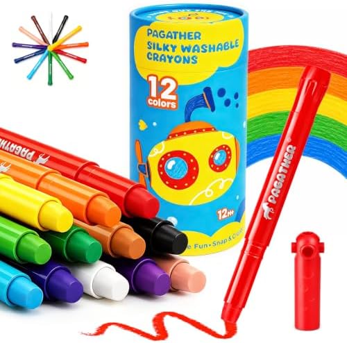 Silky Twistable Crayons, 12 Colors Washable Crayons for Kids