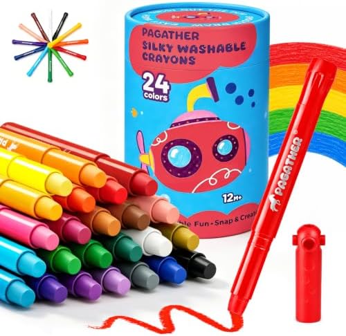 Silky Twistable Crayons, 24 Colors Washable Crayons for Kids