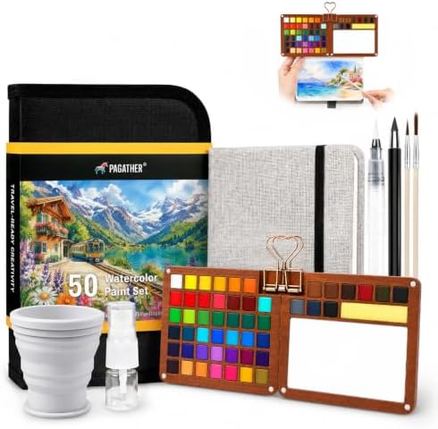 Travel Watercolor Paint Set, 50 Colors Mini Portable Pocket Kit